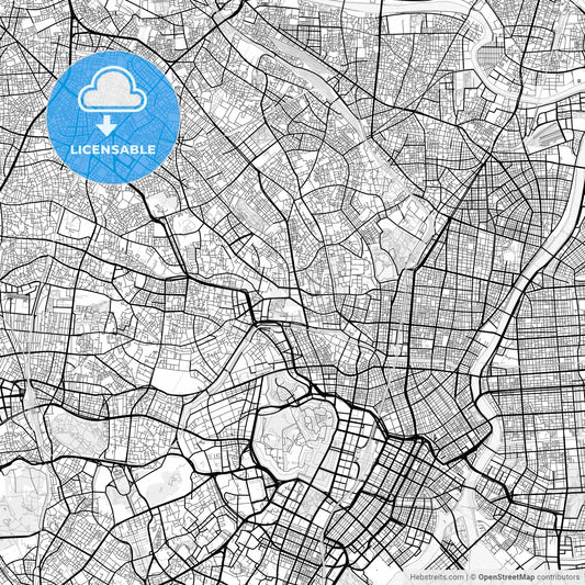 Vector PDF map of Bunkyō, Japan