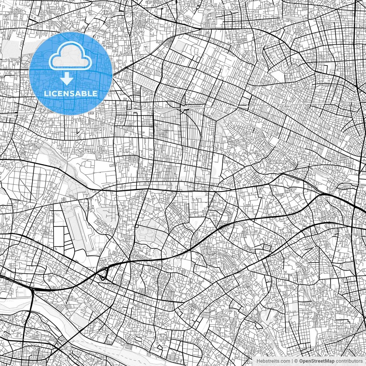 Vector PDF map of Mitaka, Japan
