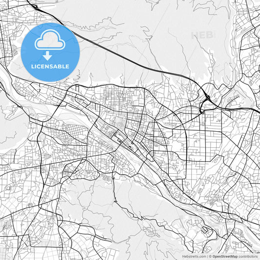 Vector PDF map of Ueda, Japan