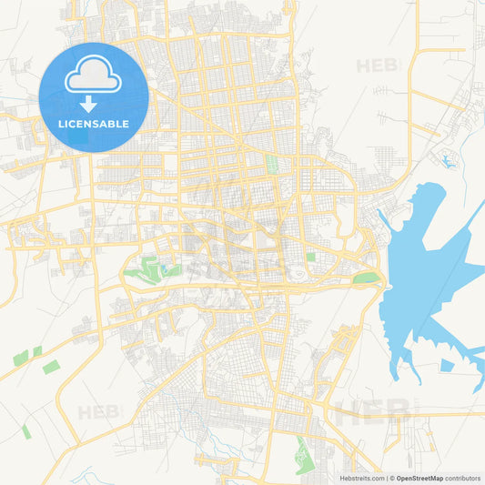 Empty vector map of Hermosillo, Sonora, Mexico