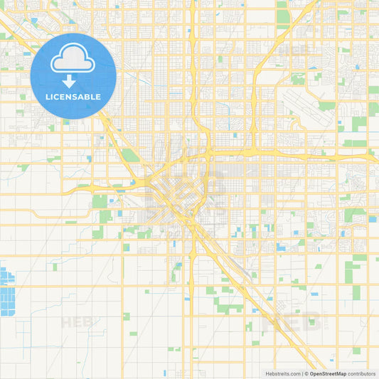 Empty vector map of Fresno, California, USA