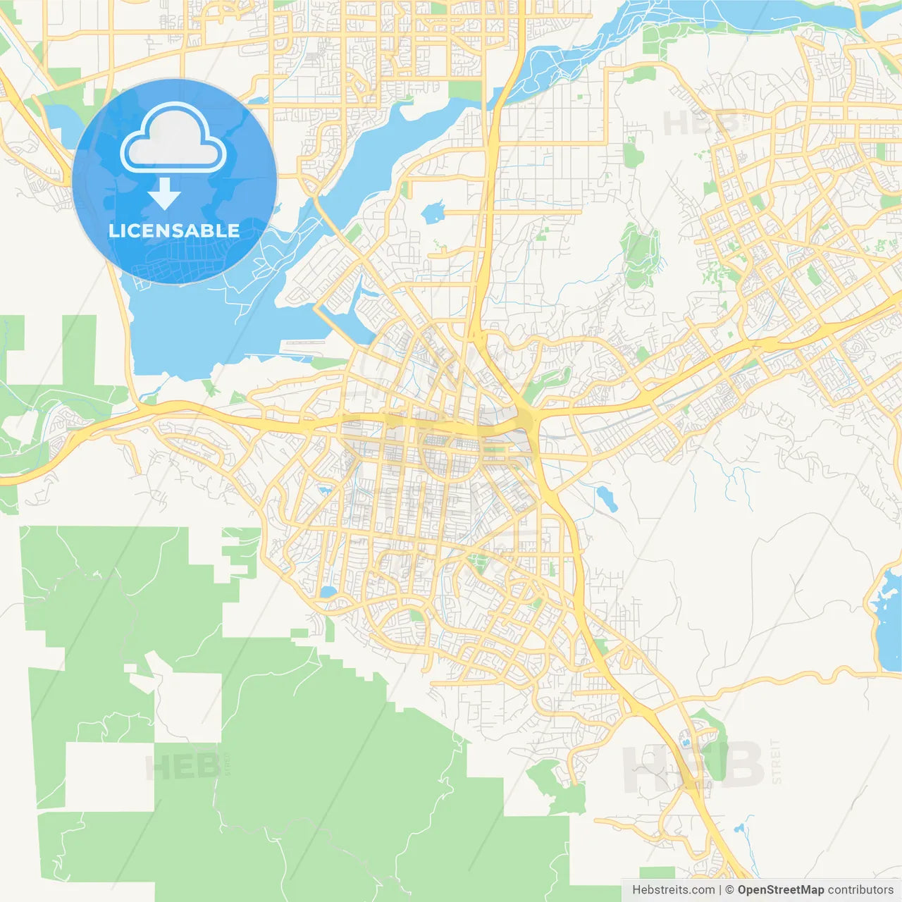 Empty vector map of Corona, California, USA