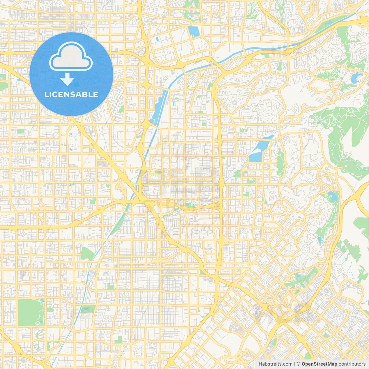 Empty vector map of Orange, California, USA
