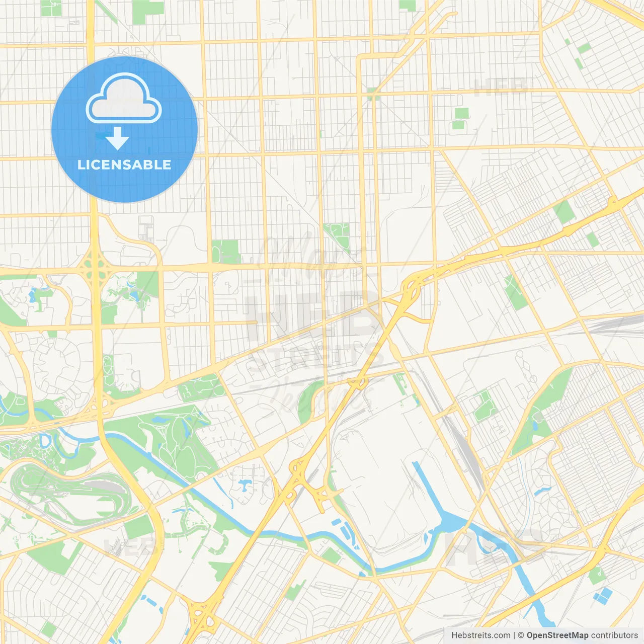Empty vector map of Dearborn, Michigan, USA