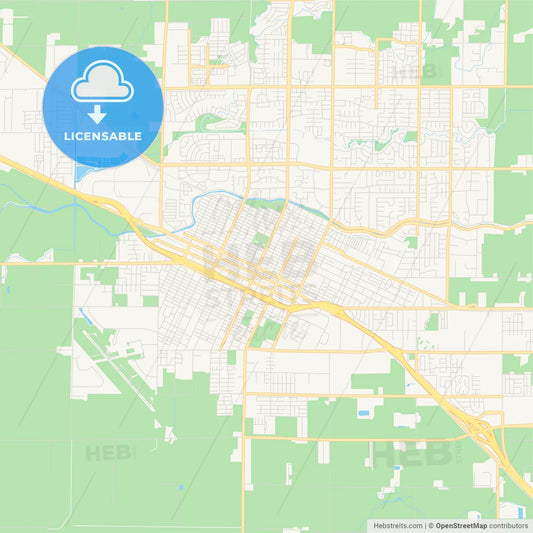 Empty vector map of Merced, California, USA