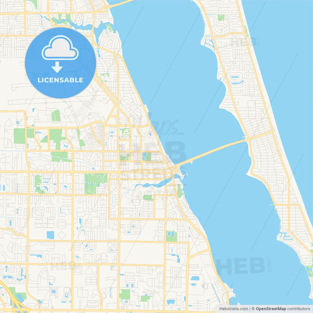 Empty vector map of Melbourne, Florida, USA
