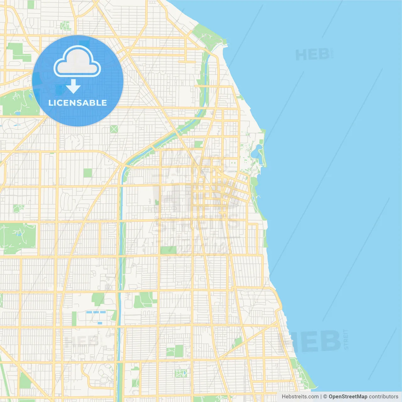 Empty vector map of Evanston, Illinois, USA