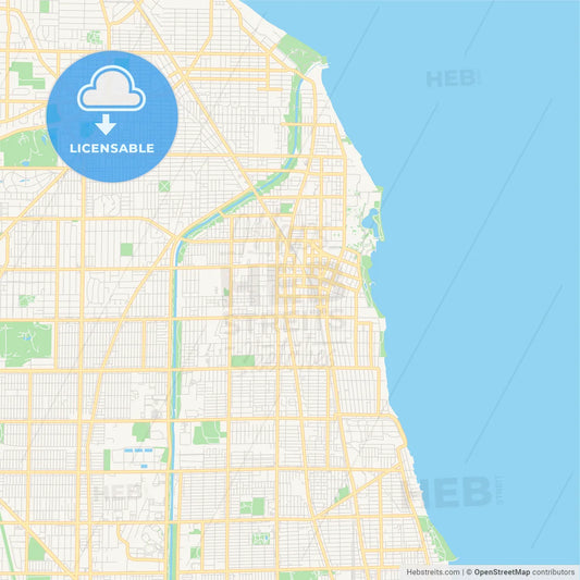 Empty vector map of Evanston, Illinois, USA