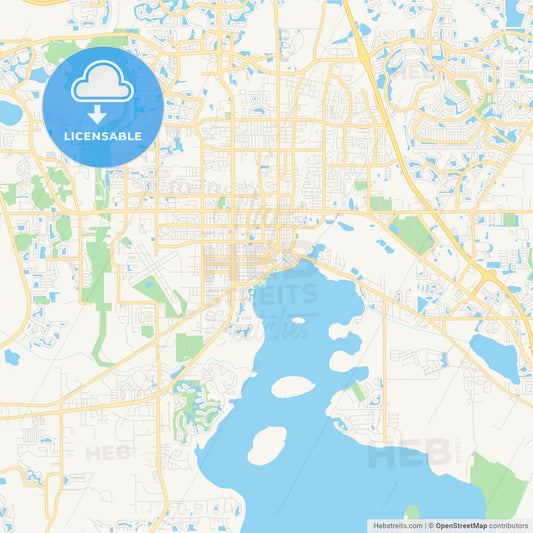 Empty vector map of Kissimmee, Florida, USA