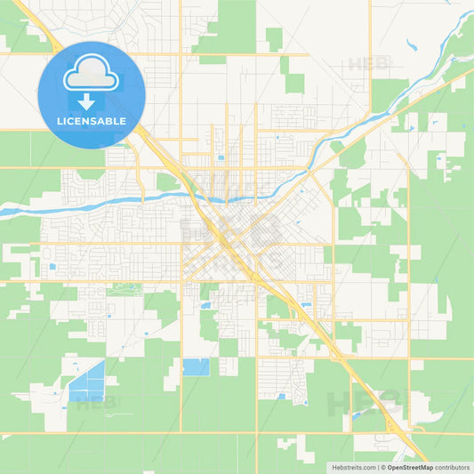 Empty vector map of Madera, California, USA
