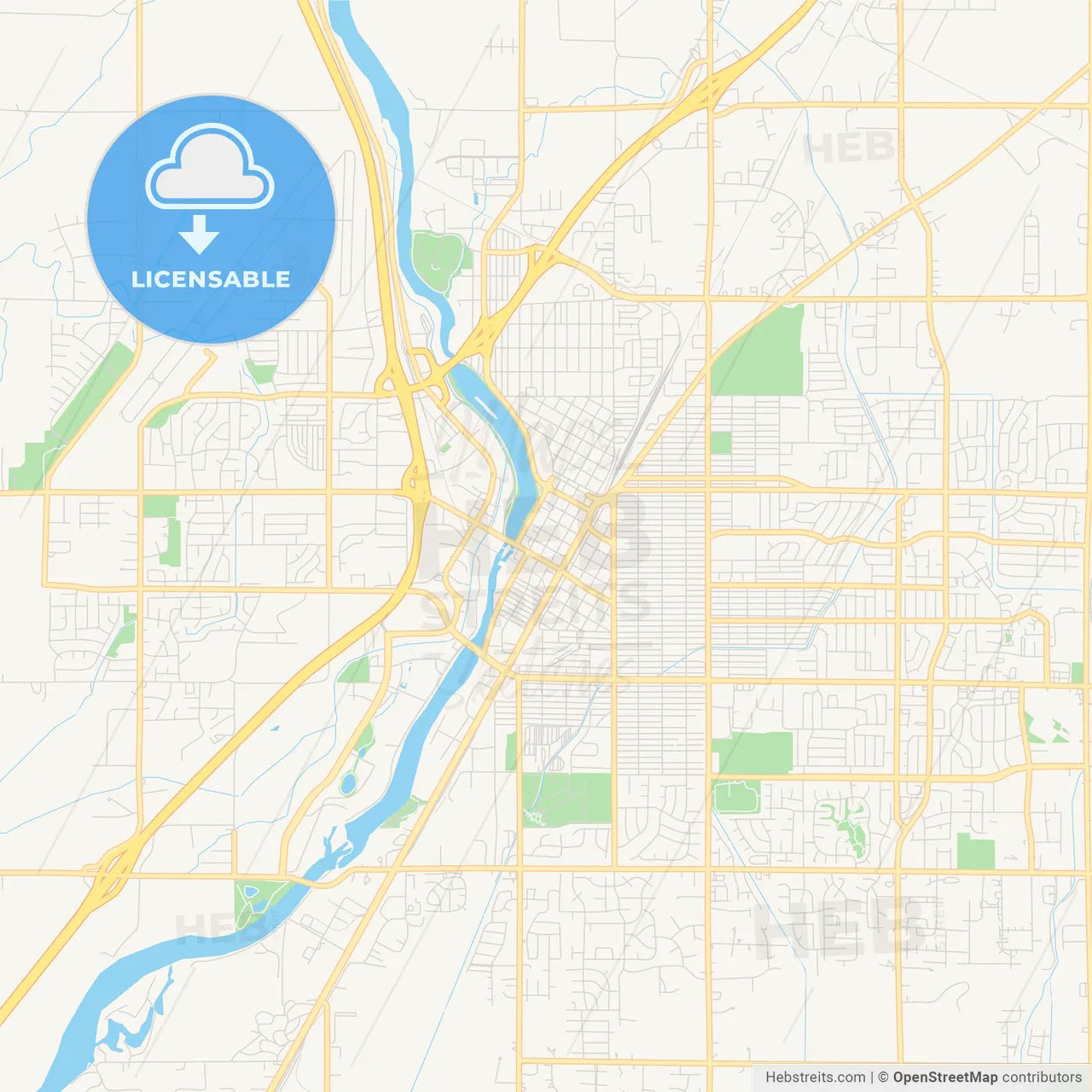 Empty vector map of Idaho Falls, Idaho, USA