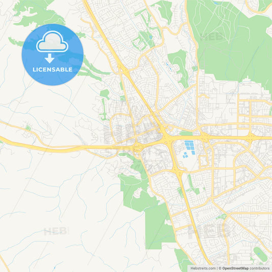 Empty vector map of Dublin, California, USA