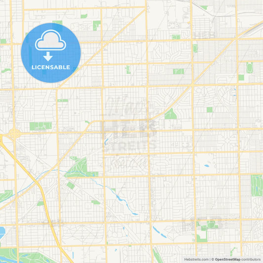 Empty vector map of Oak Lawn, Illinois, USA