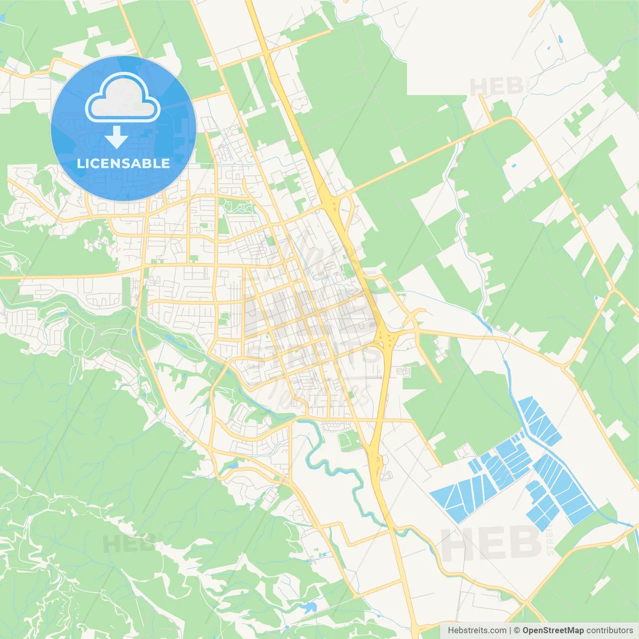 Empty vector map of Gilroy, California, USA