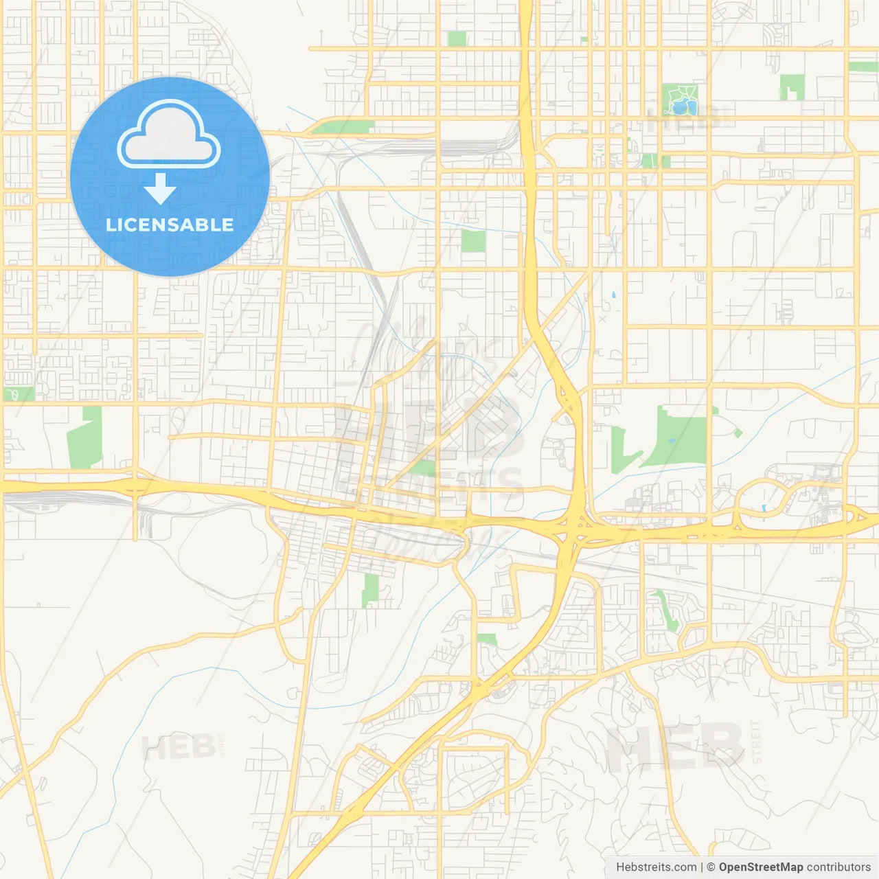 Empty vector map of Colton, California, USA