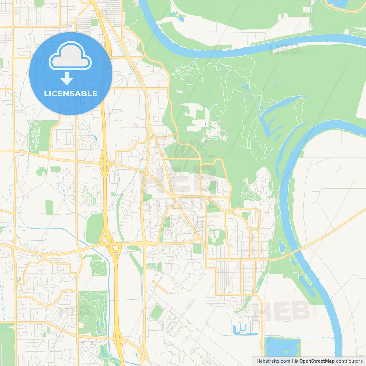 Empty vector map of Bellevue, Nebraska, United States of America