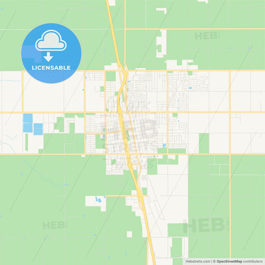 Empty vector map of Delano, California, United States of America