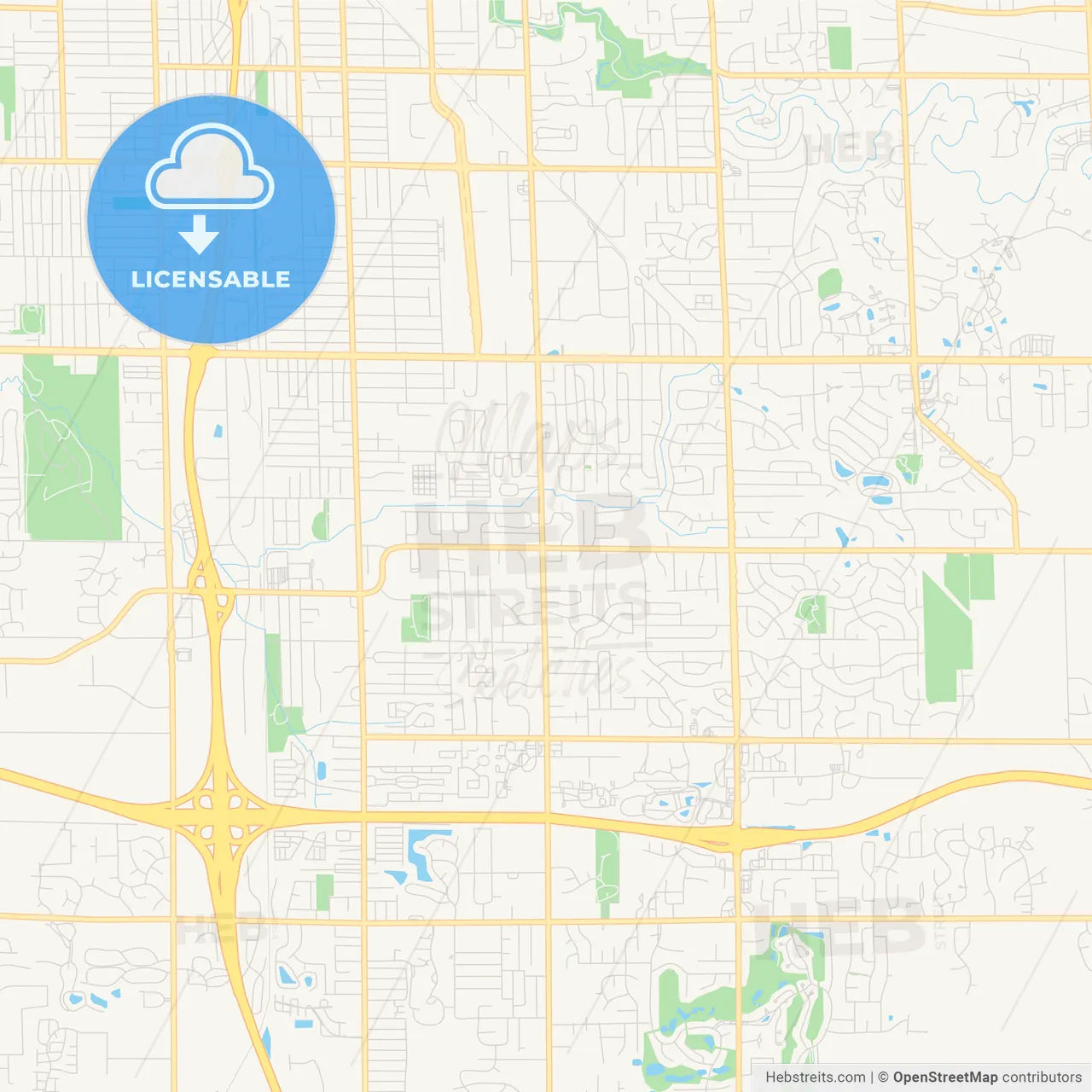 Empty vector map of Kentwood, Michigan, United States of America