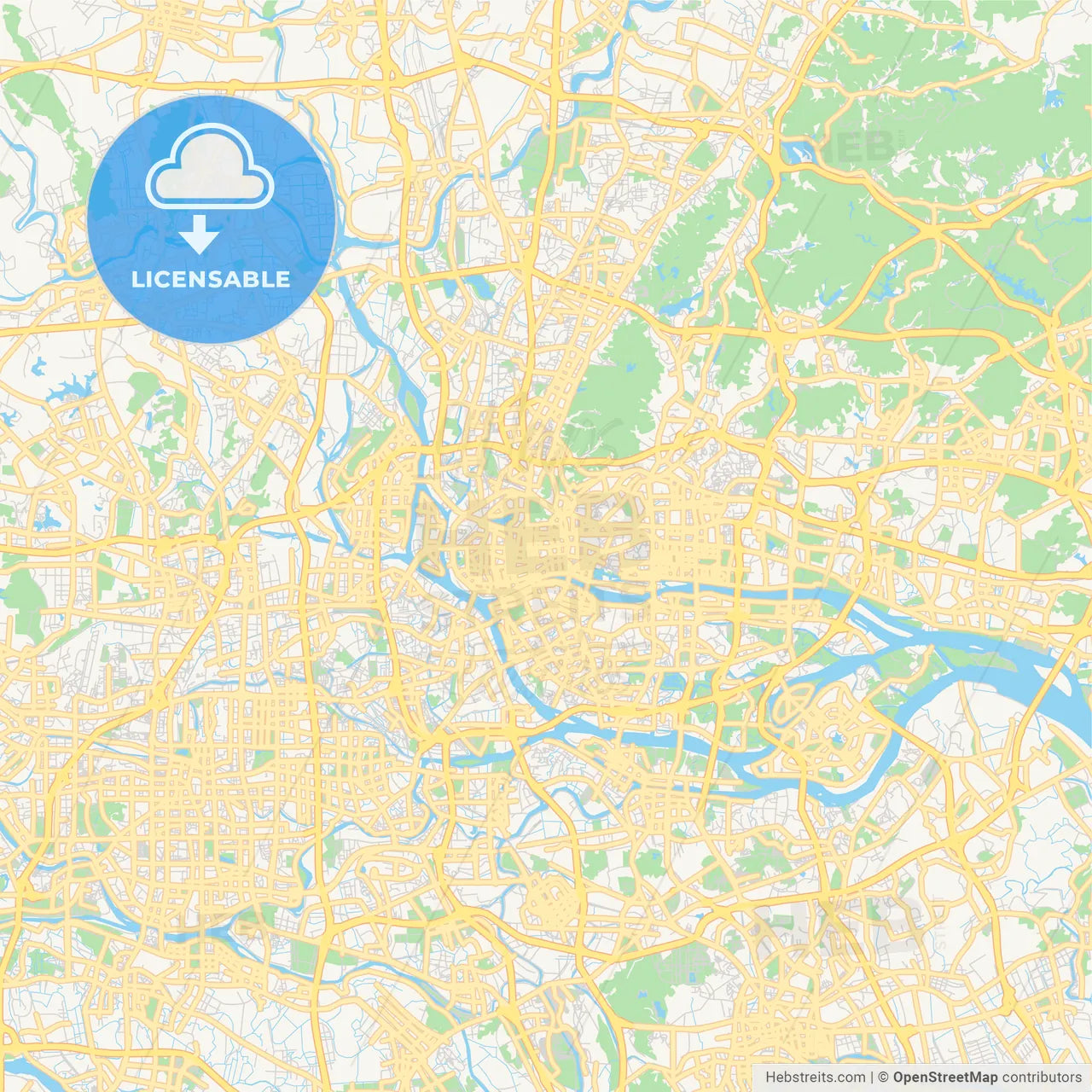 Printable street map of Guangzhou, China