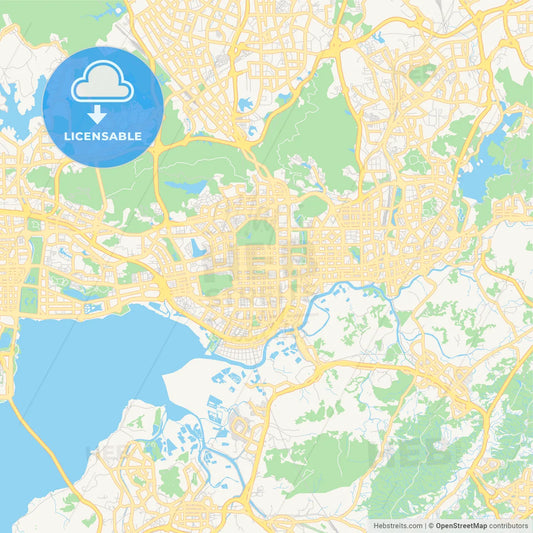 Printable street map of Shenzhen, China