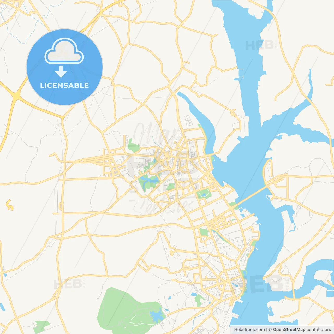 Printable street map of Zhanjiang, China