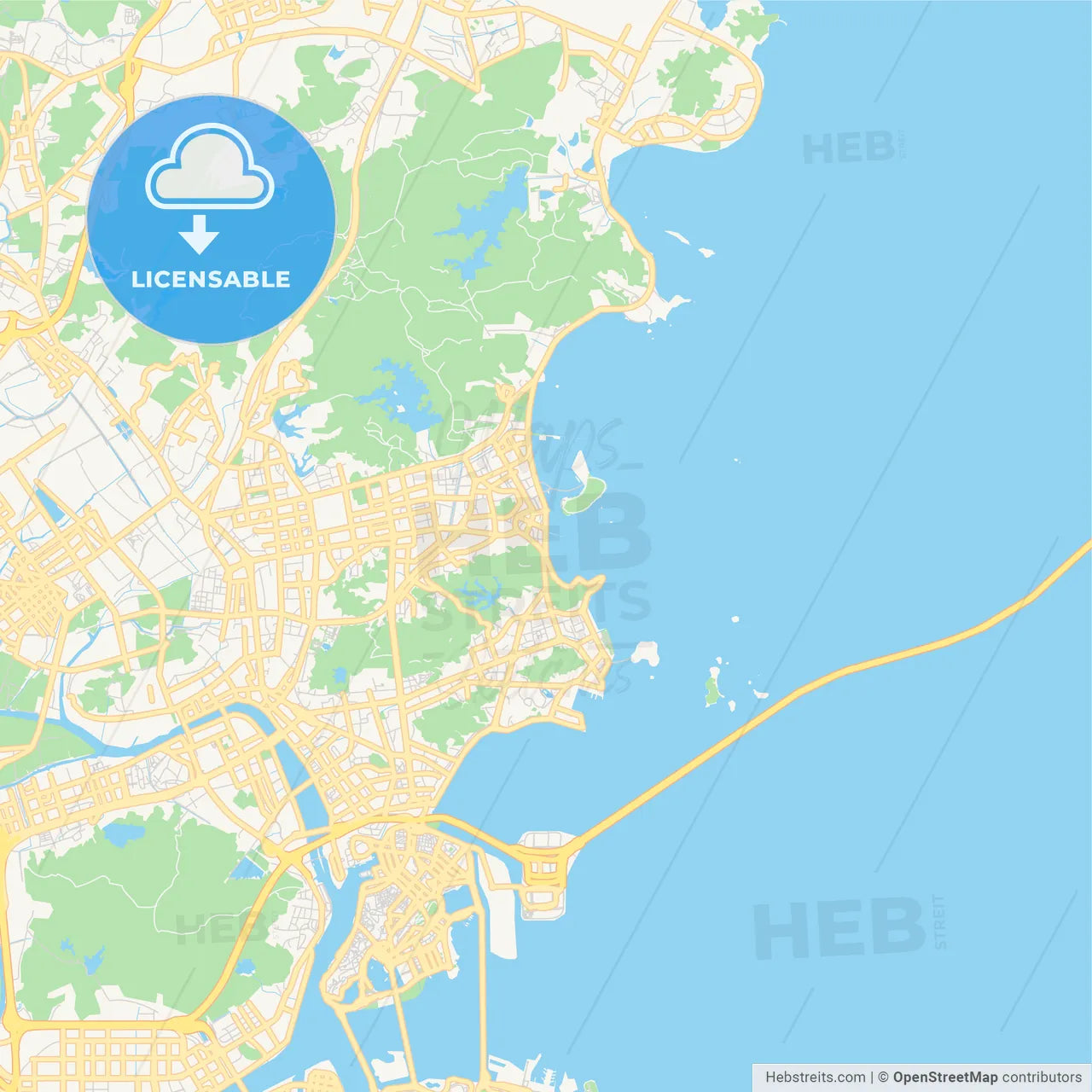 Printable street map of Zhuhai, China