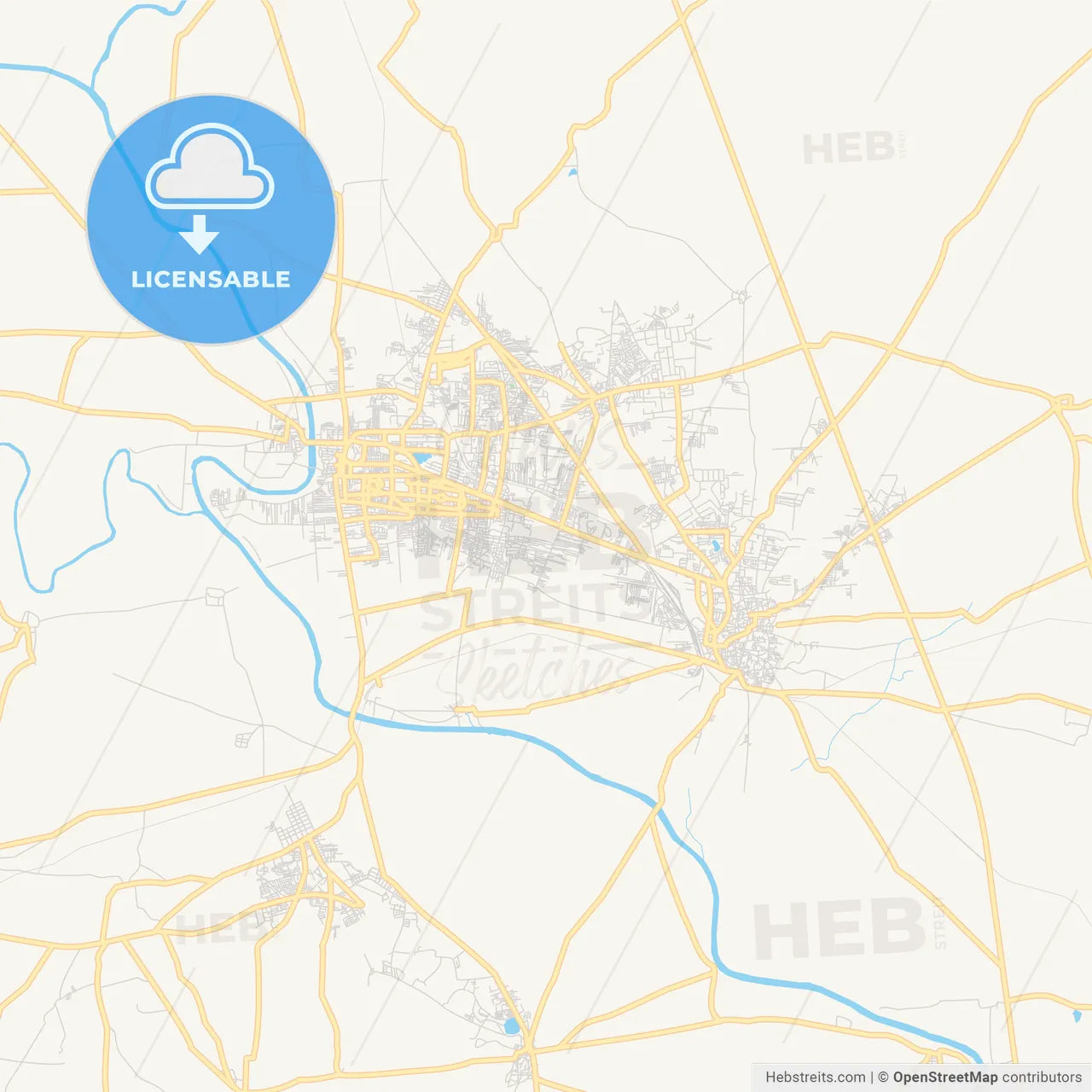 Printable street map of Mangalore, India