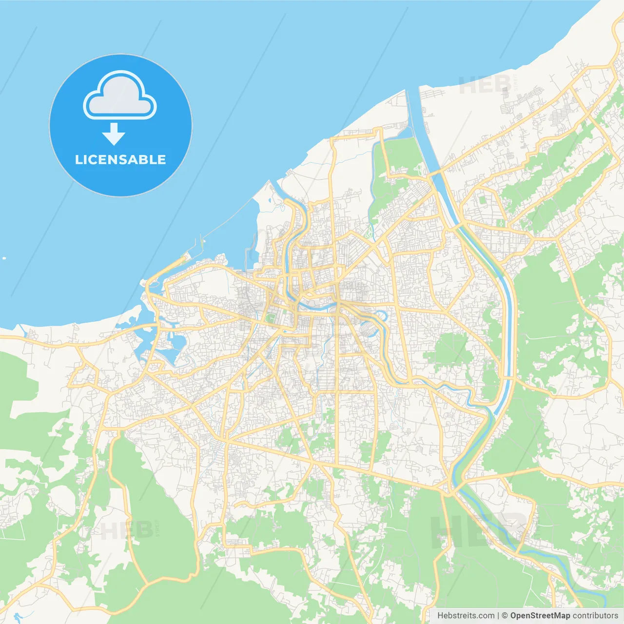 Printable street map of Banda Aceh, Indonesia