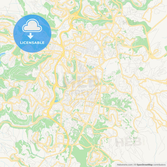 Printable street map of Jerusalem, Israel