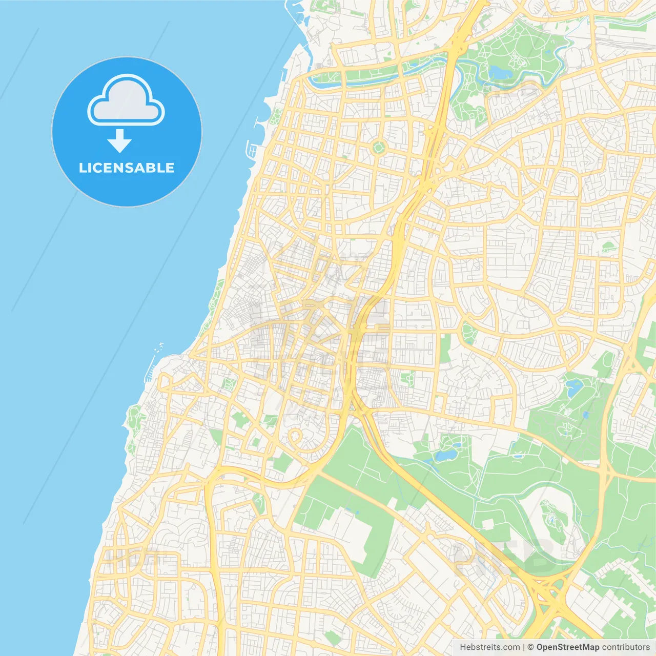 Printable street map of Bnei Brak, Israel