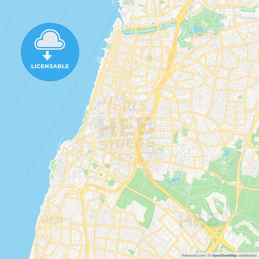 Printable street map of Bnei Brak, Israel