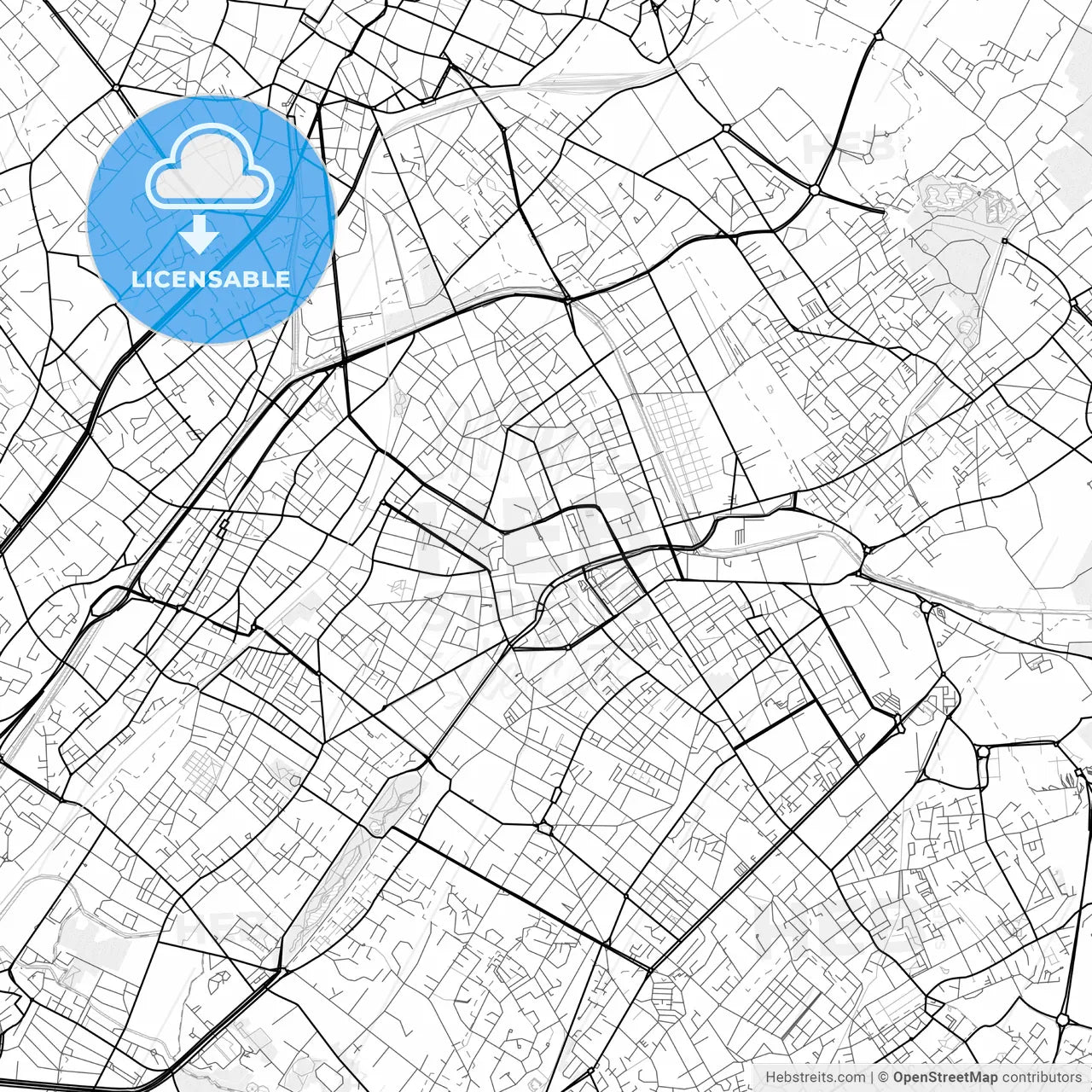 Vector PDF map of Roubaix, France