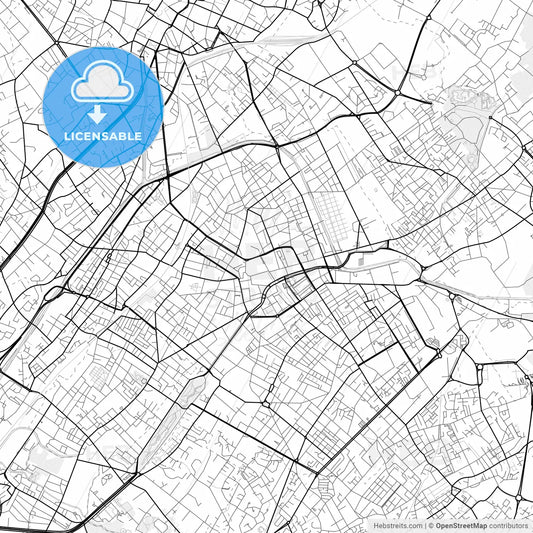 Vector PDF map of Roubaix, France