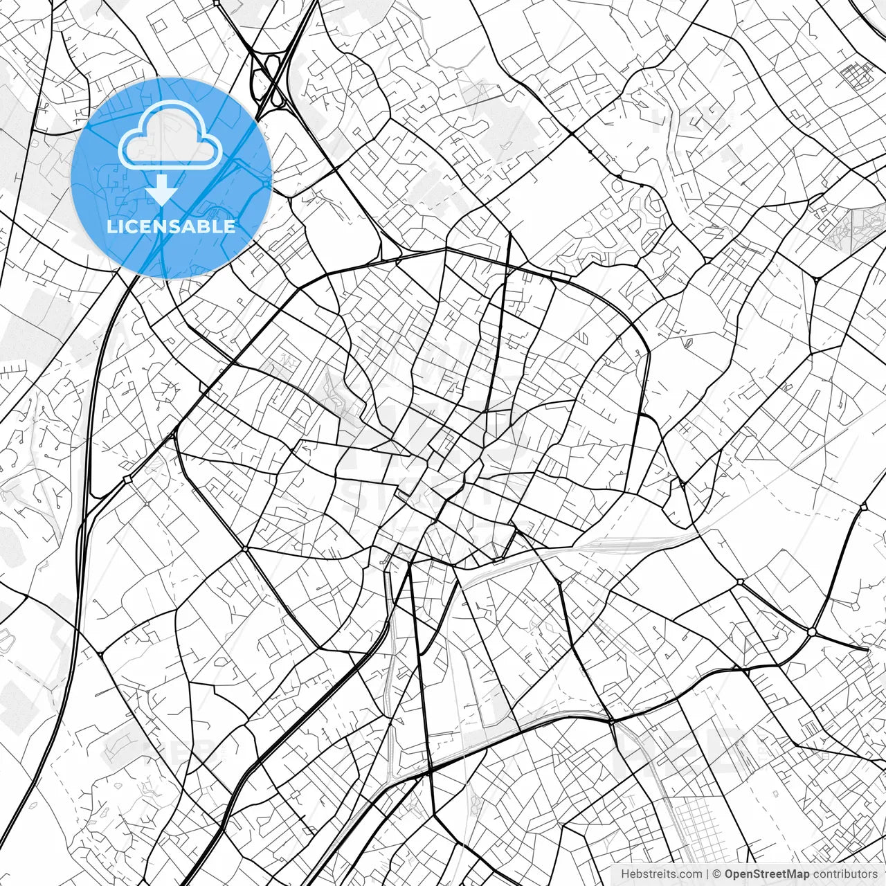 Vector PDF map of Tourcoing, France