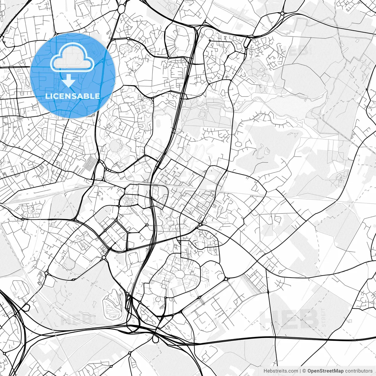 Vector PDF map of Villeneuve-d Ascq, France