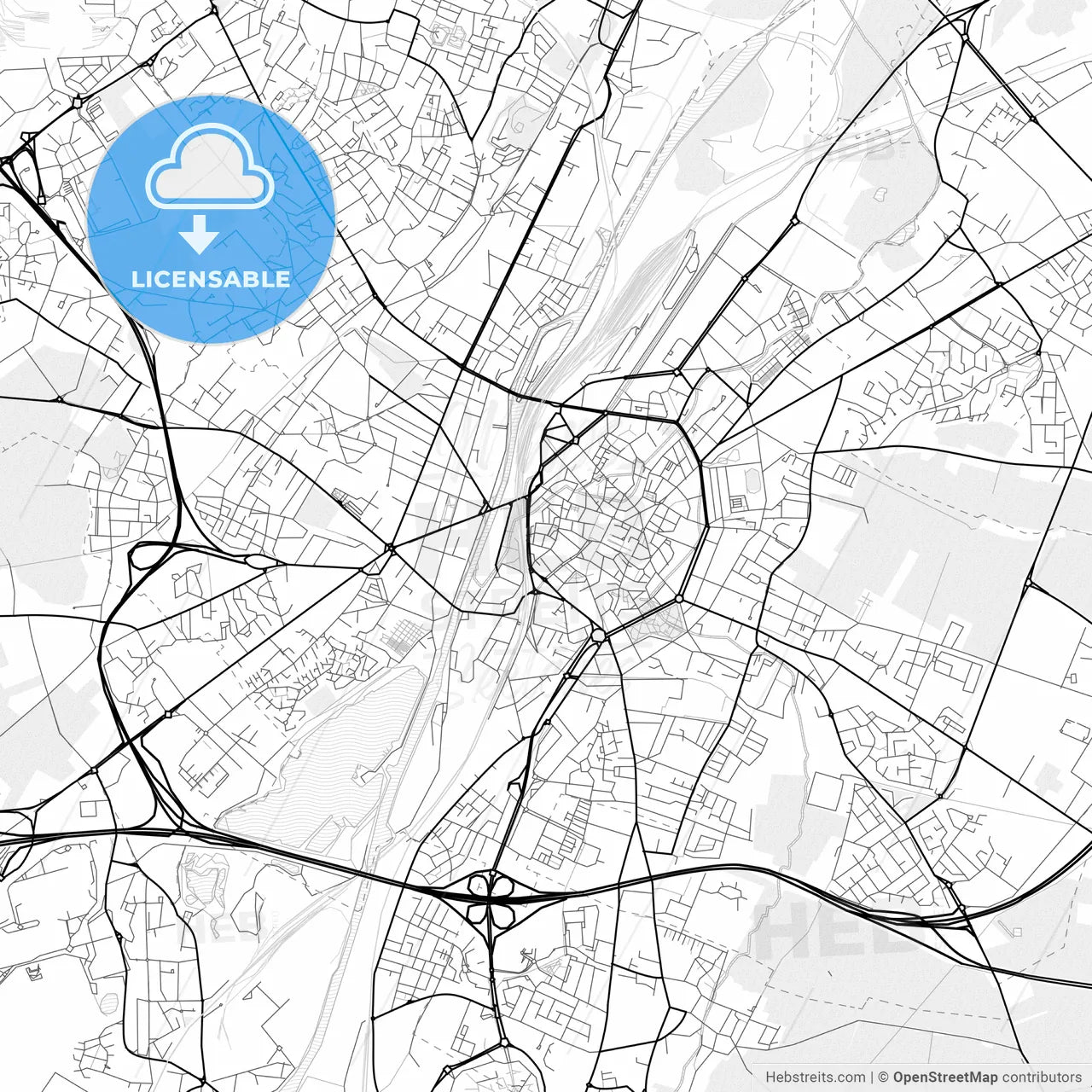Vector PDF map of Valenciennes, France