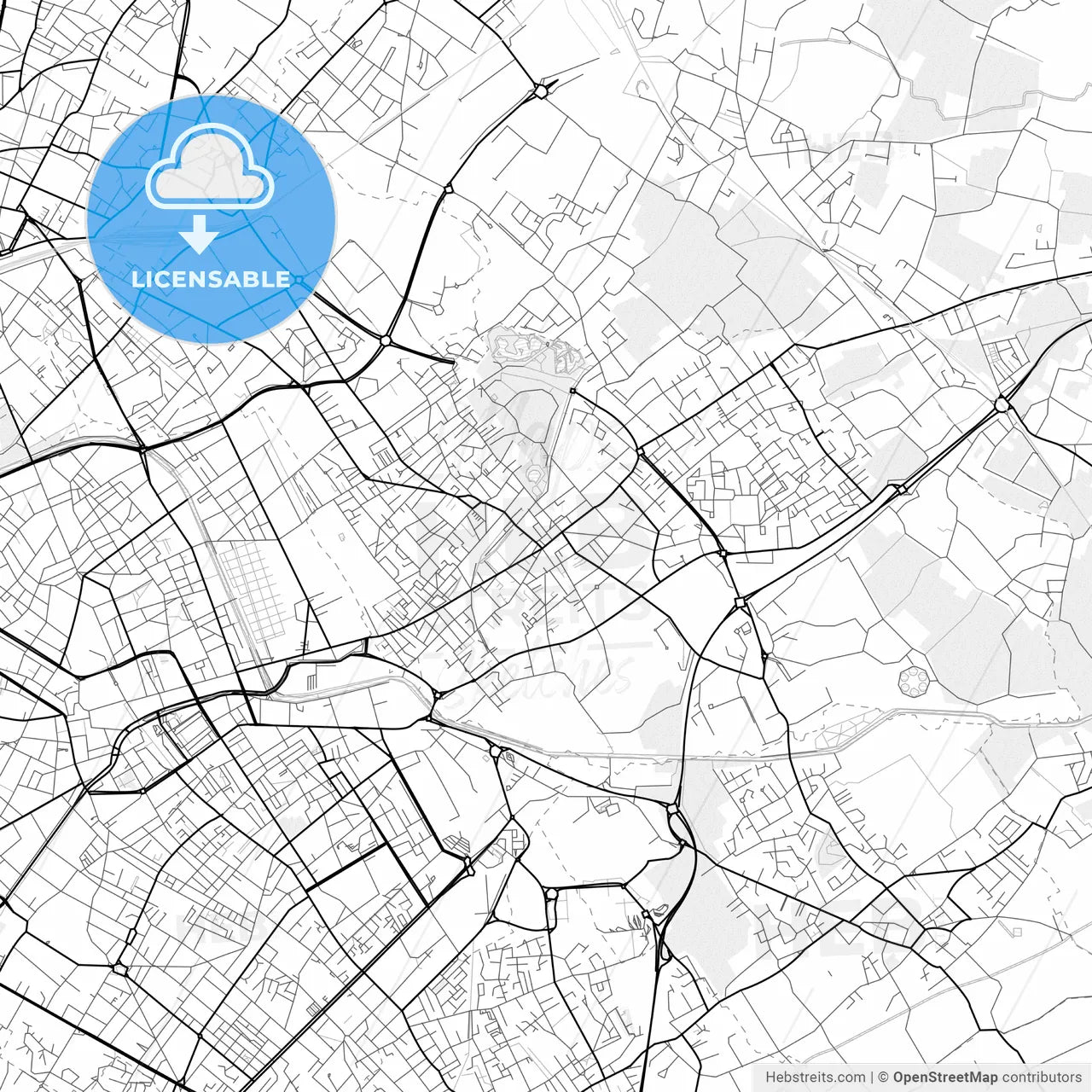 Vector PDF map of Wattrelos, France