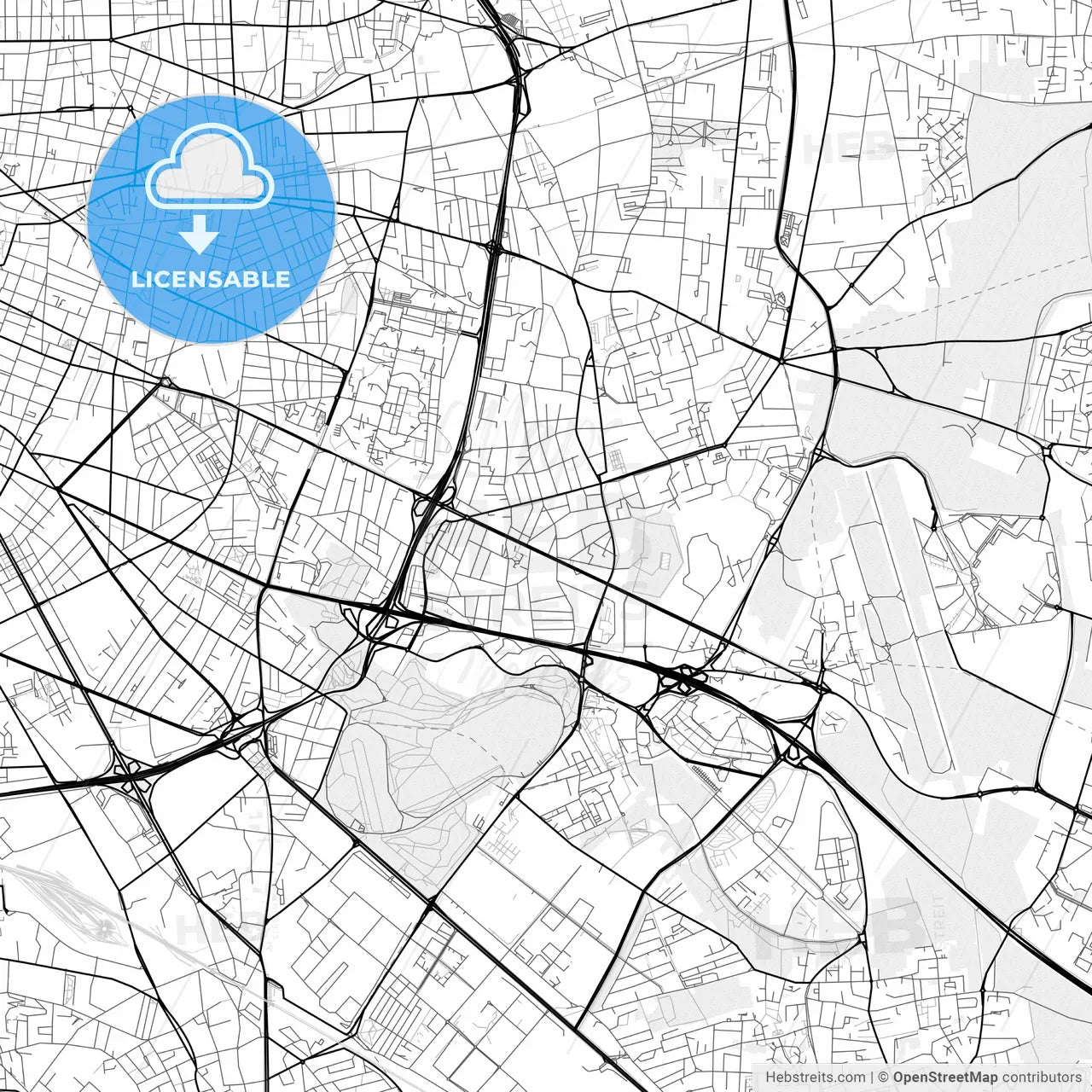 Vector PDF map of Bron, France