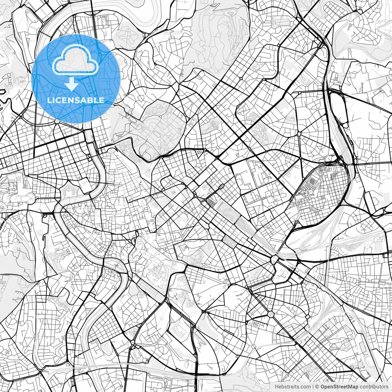 Vector PDF map of Rome, Italy