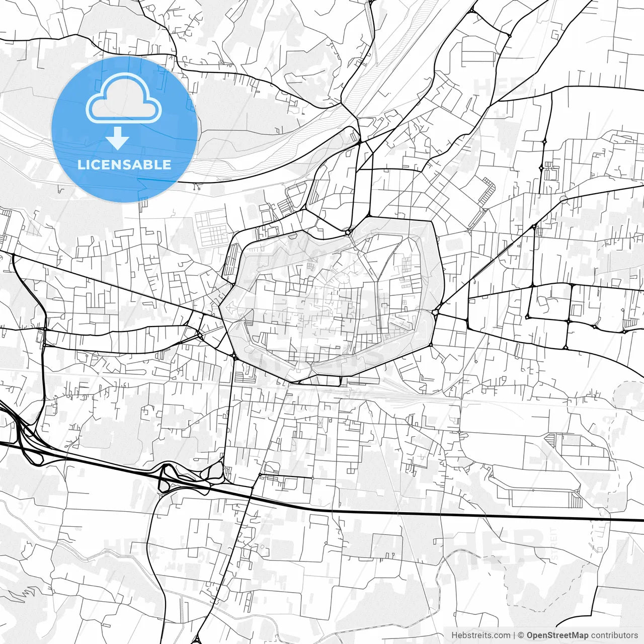 Vector PDF map of Lucca, Italy