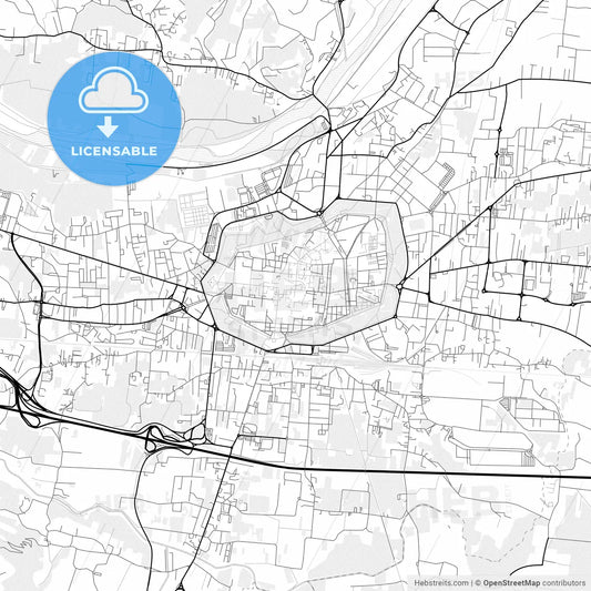 Vector PDF map of Lucca, Italy
