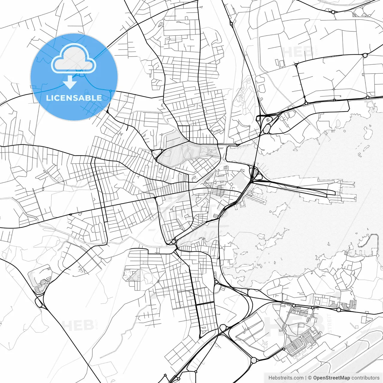 Vector PDF map of Olbia, Italy