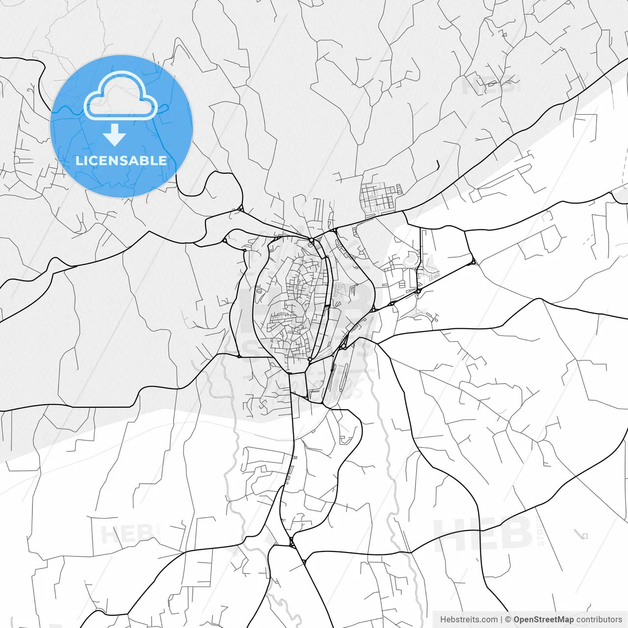 Vector PDF map of Velletri, Italy