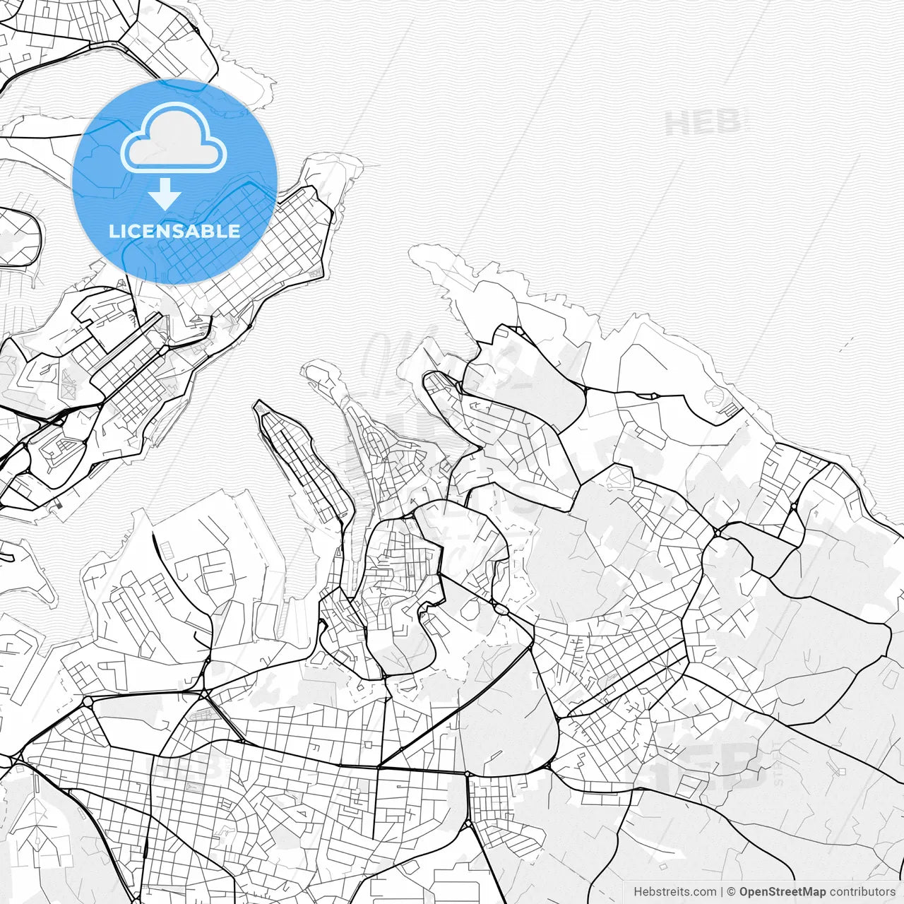 Vector PDF map of Birgu, Malta