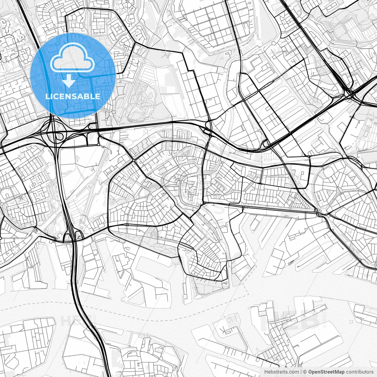 Vector PDF map of Schiedam, Netherlands