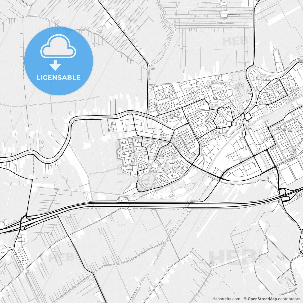 Vector PDF map of Woerden, Netherlands