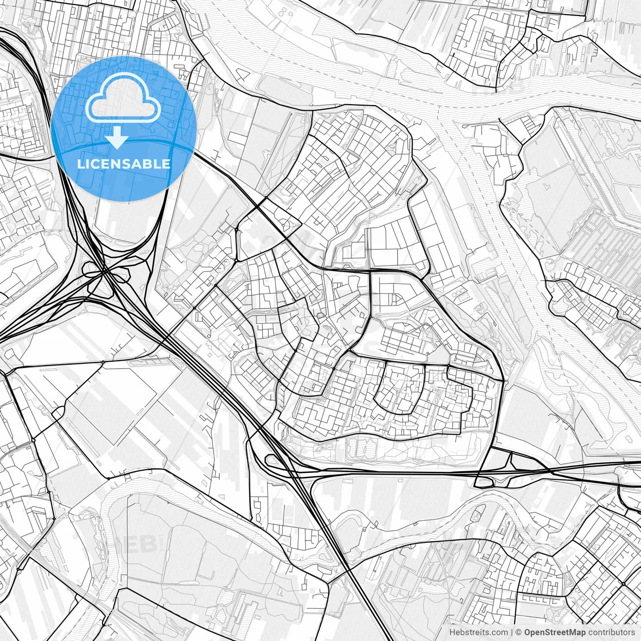 Vector PDF map of Ridderkerk, Netherlands