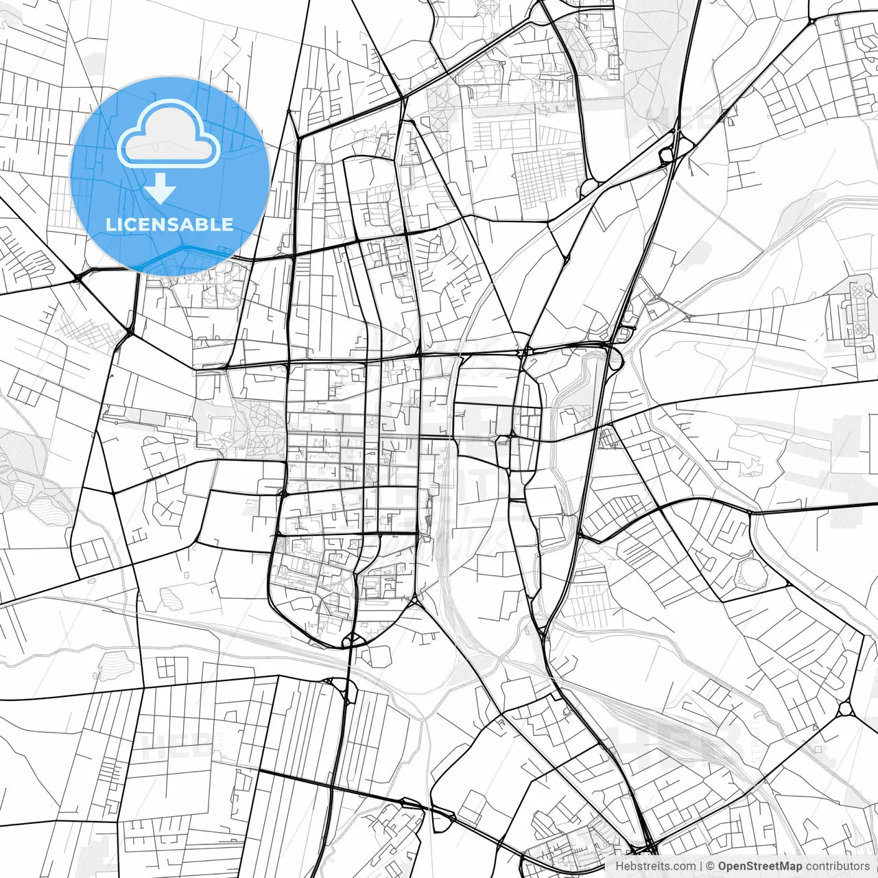 Vector PDF map of Częstochowa, Poland