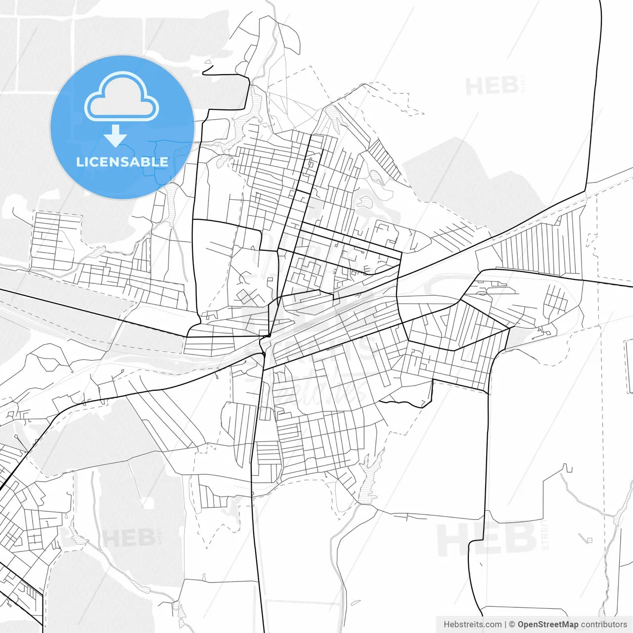 Vector PDF map of Gukovo, Russia