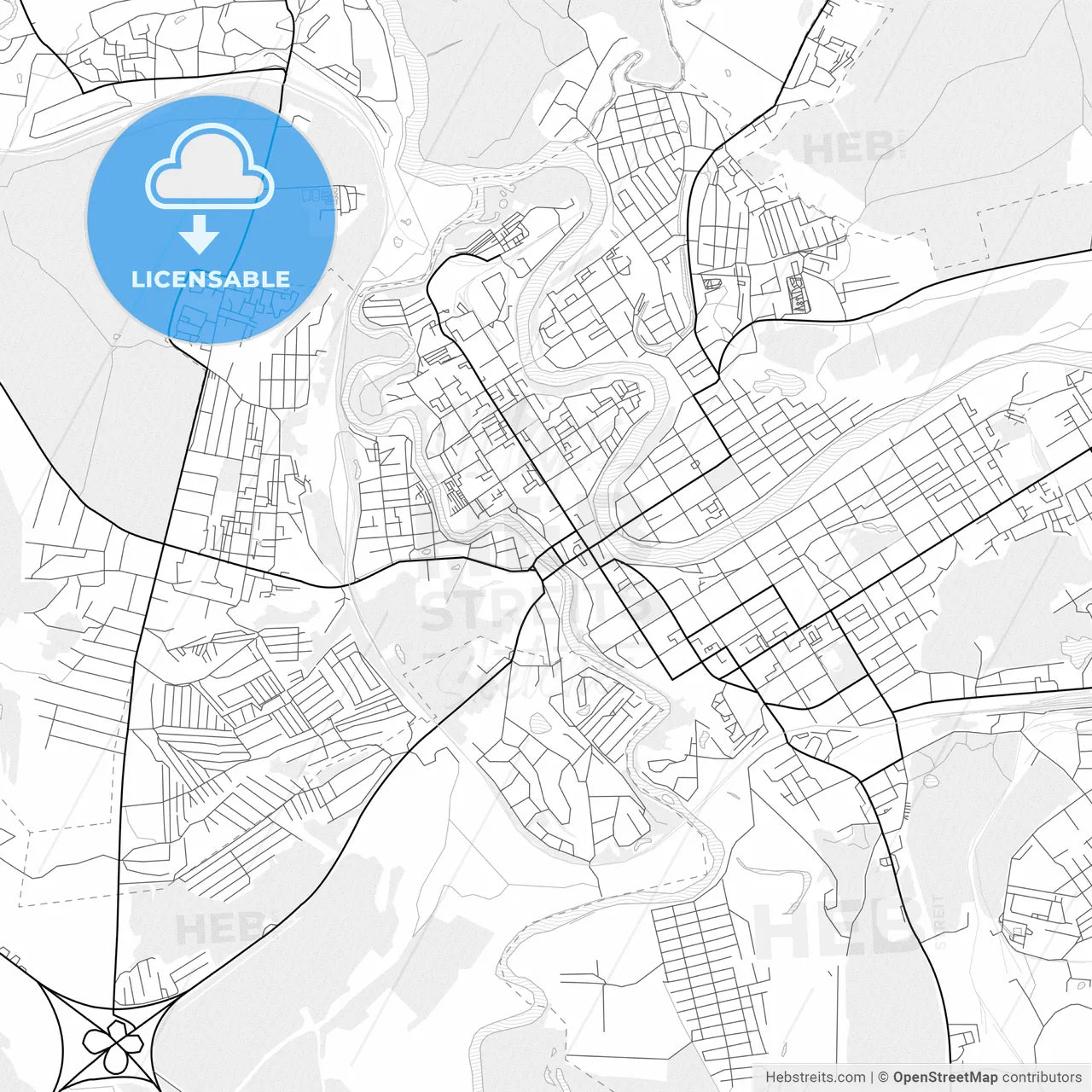 Vector PDF map of Kungur, Russia